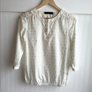 The Limited ivory blouse, silver polka dot, XS